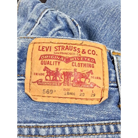 Boys Levis 569 Jeans Loose Straight Distressed Size 18 Regular Blue Denim - Picture 5 of 13